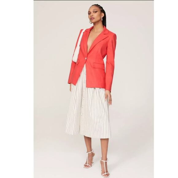 VERONICA BEARD Melon Red Linen Blend Sedgwick Dicky Jacket Blazer Size 2 - Picture 2 of 16